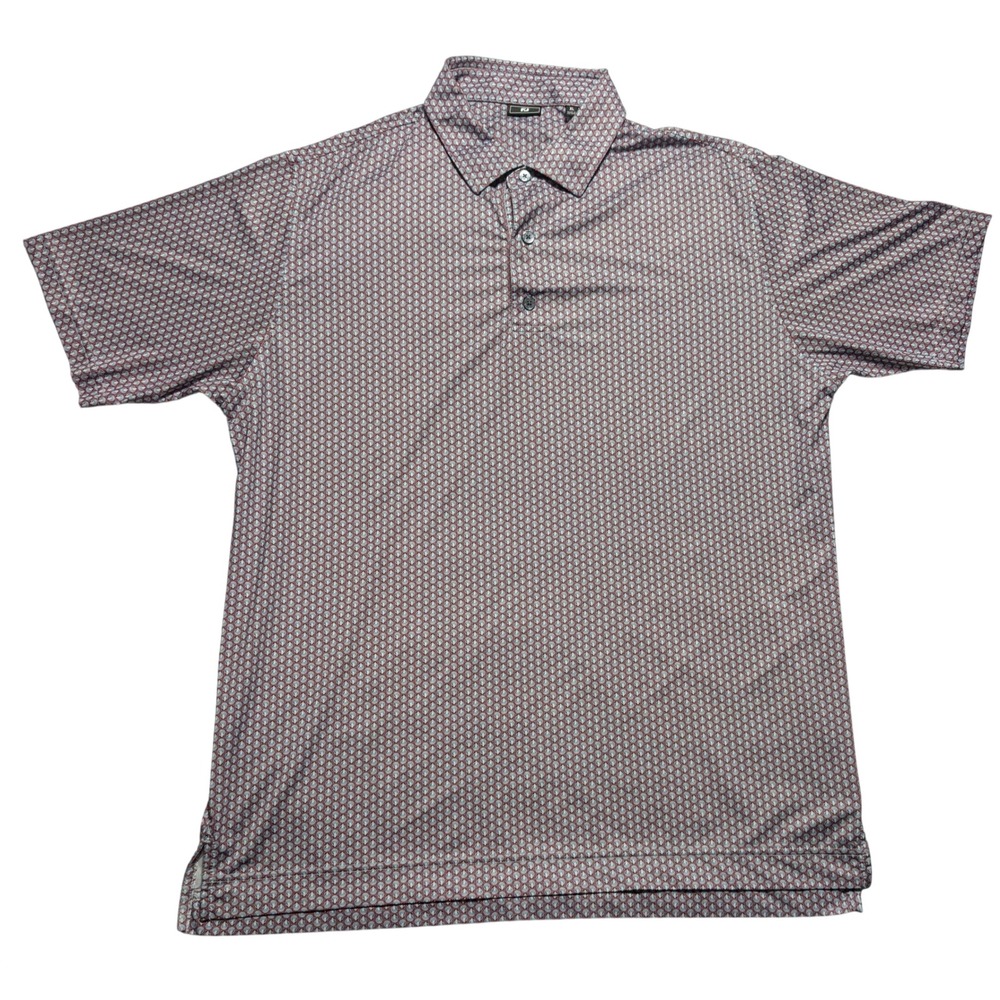 FootJoy Men XL ProDry Golf Performance Polo Shirt Seashell AOP Red Blue  EUC